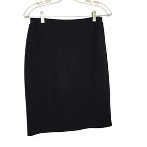 Vintage Cache Merino Wool Pencil Skirt Black Women Classic Women Large